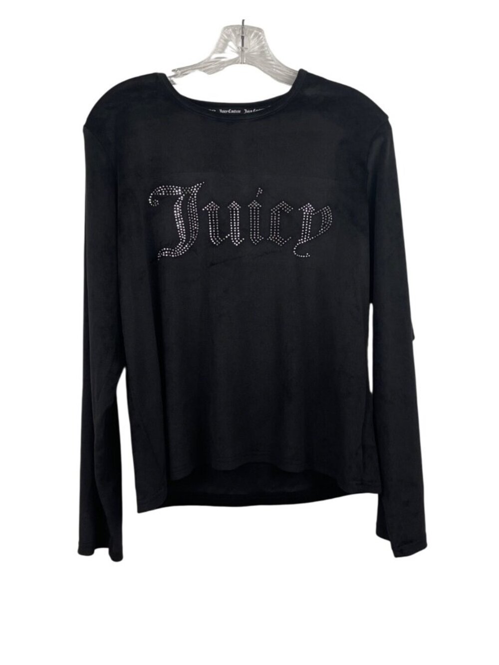Juicy Couture Blinged Black Velour Long Sleeve Sleepwear Shirt Size XL